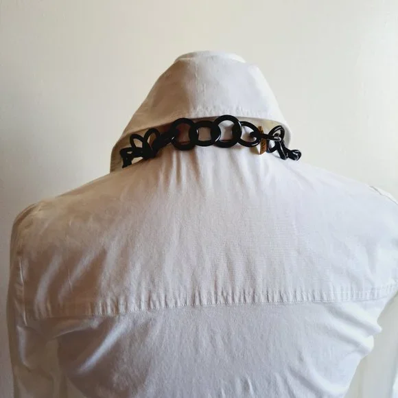 AMLE Italian Python Snakeskin Long Chain Horn Necklace - Picture 8 of 16